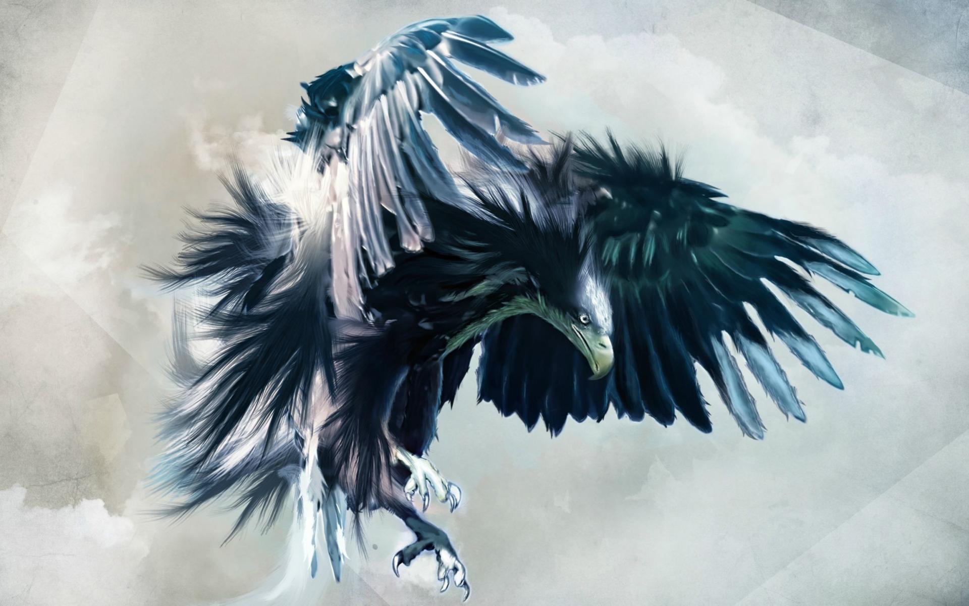 Corvo in volo dipinto, 1920x1200 WUXGA, Desktop