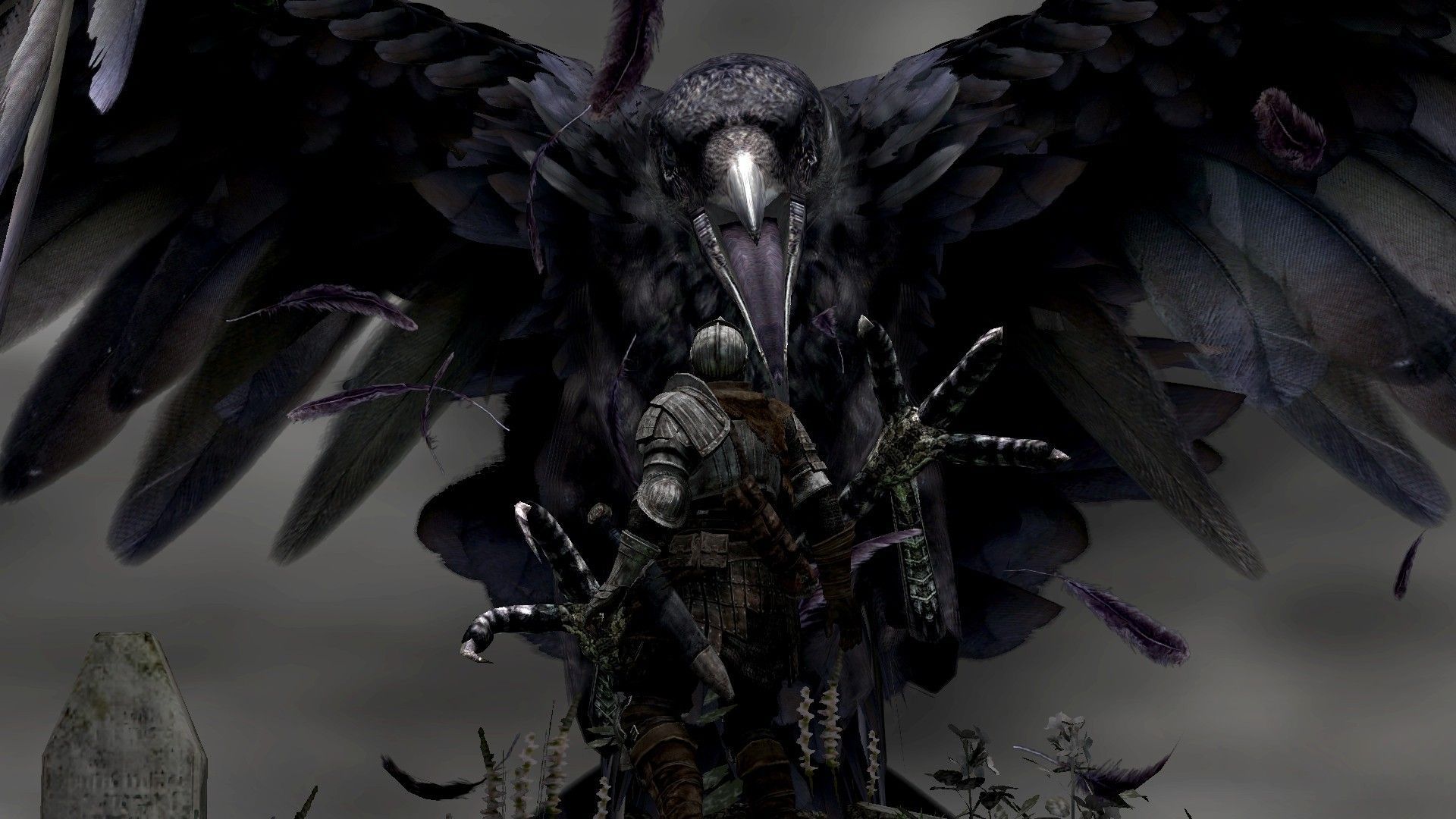 Corvo gigante scuro con guerriero, 1920x1080 Full HD, PC Desktop