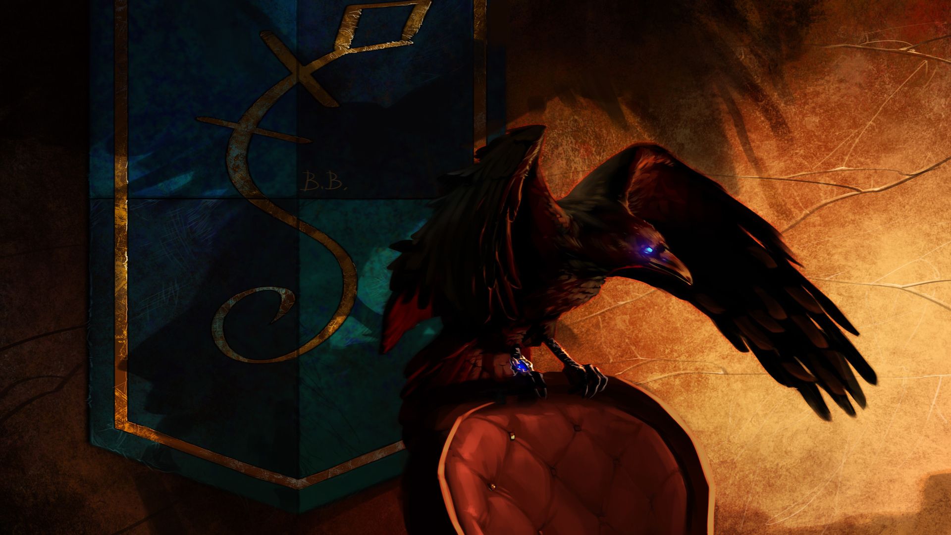 Corvo appollaiato su sedia, 1920x1080 Full HD 1080p, PC Desktop