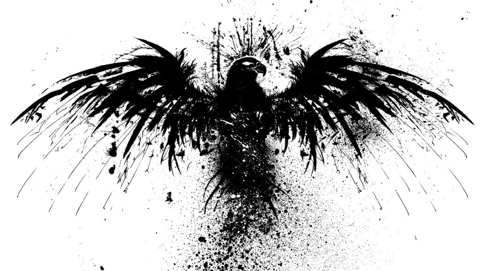 Corvo stilizzato ali spiegate nero, 1920x1080 Full HD, Laptop