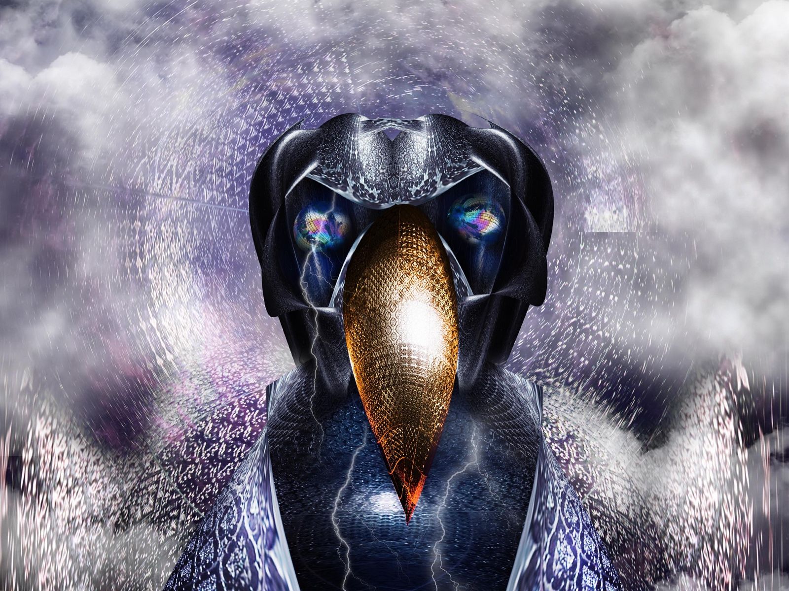 Corvo surreale con occhi umani, 1600x1200 HD, PC