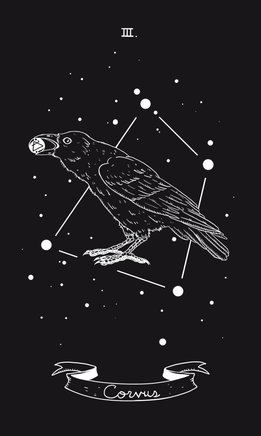 Illustrazione corvo costellazione Corvus, 897x1497 Full HD Verticale, iPhone