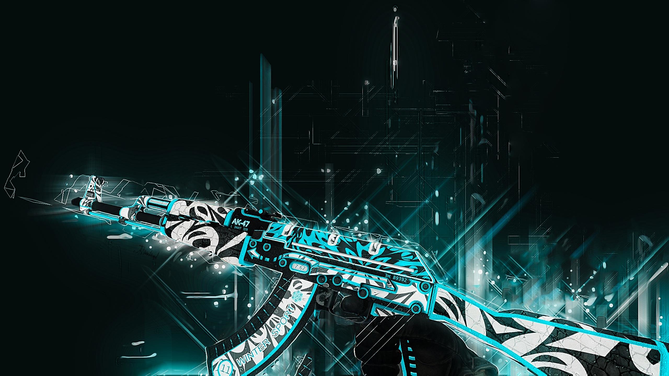Fucile AK-47 skin neon, 2560x1440 1440p, Desktop