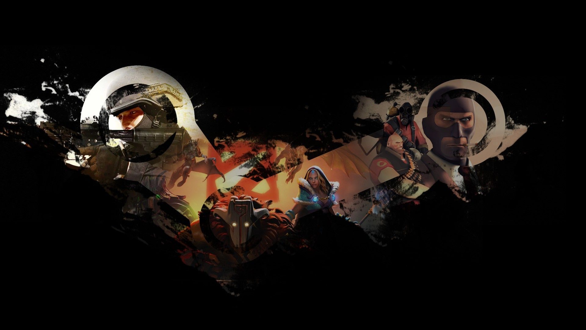 Collage astratto personaggi videogioco, 1920x1080 1080p, PC