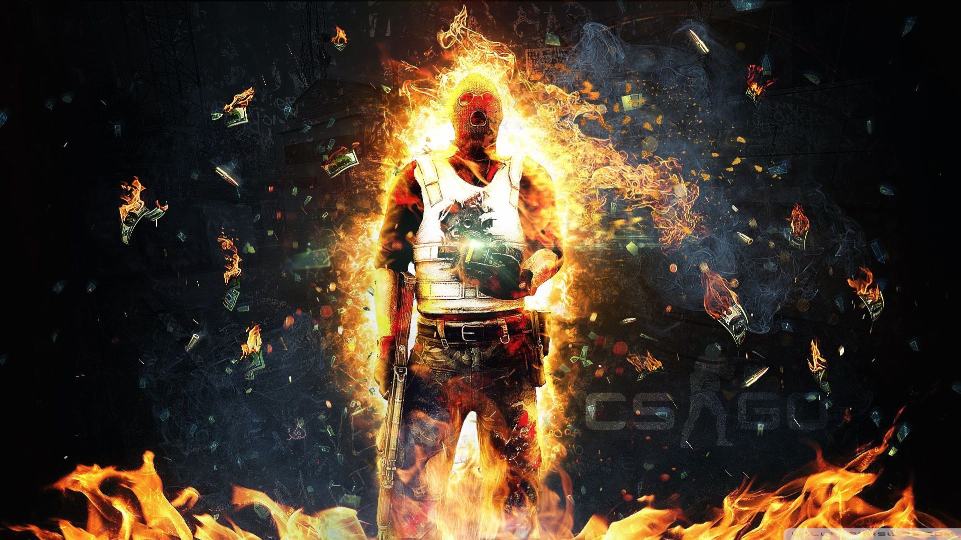 Personaggio in fiamme CS:GO, 1920x1080 Full HD, PC