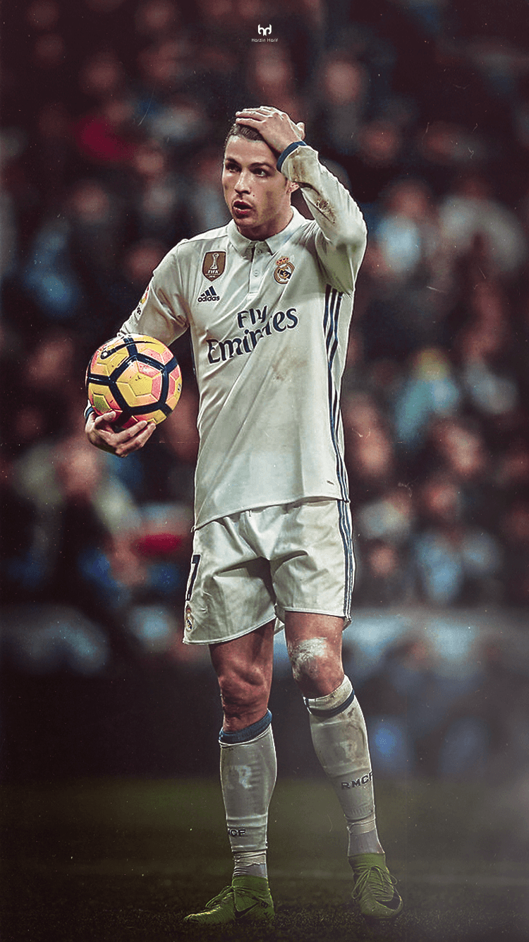 Ronaldo Real Madrid divisa bianca, calcio, 750x1334 Verticale, Mobile