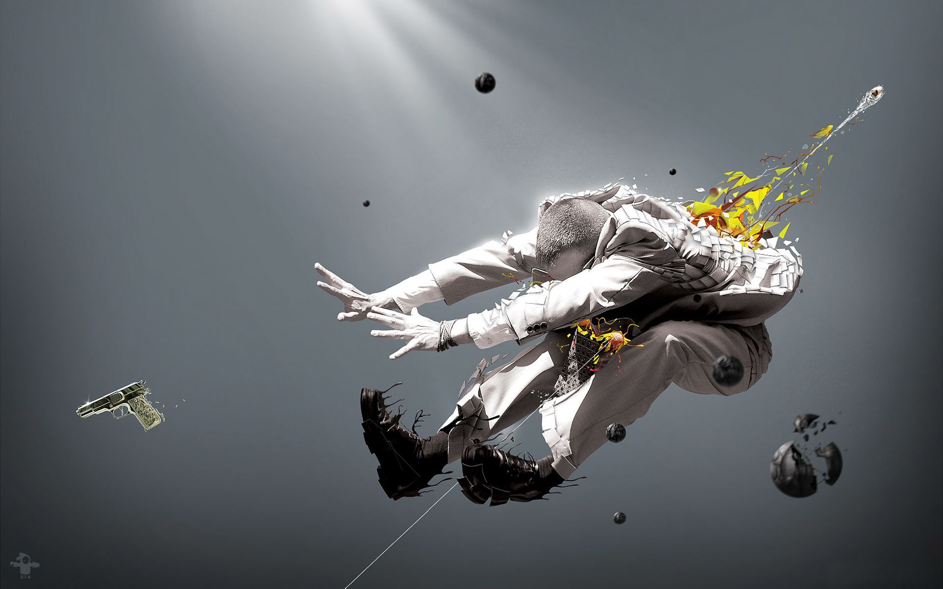 Astronauta esplosione digital art, 1920x1200 Full HD+ WUXGA, Laptop