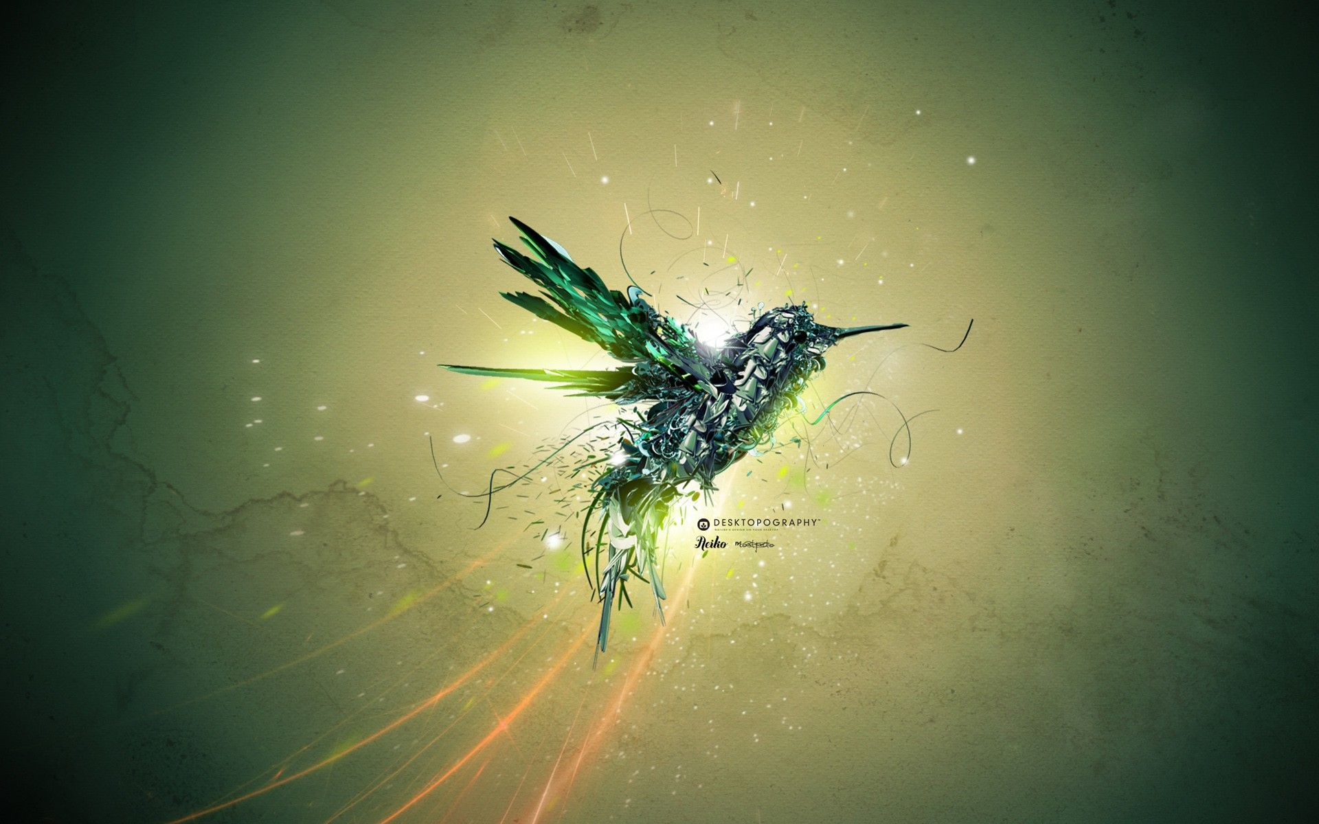 Colibrì astratto verde creativo, 1920x1200 WUXGA, Laptop