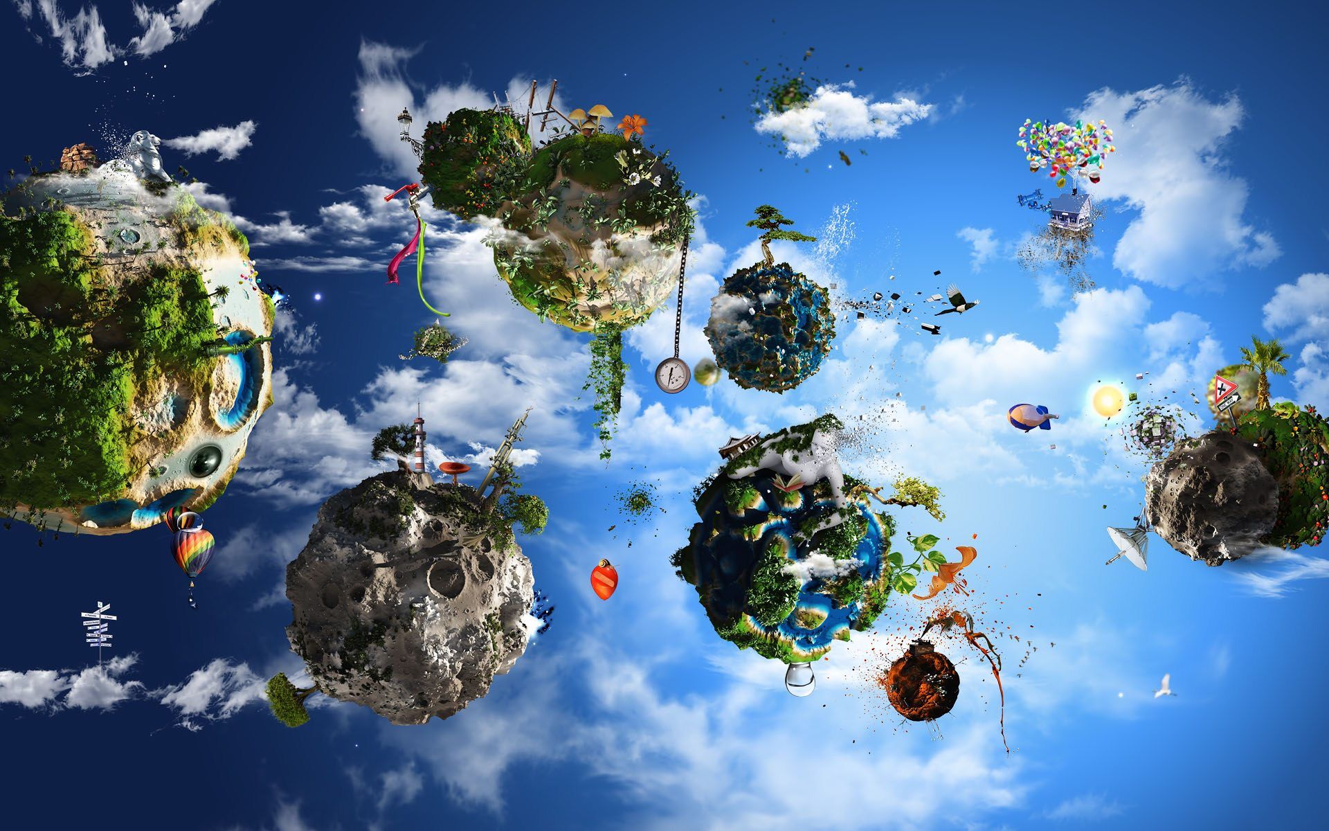 Isole fluttuanti 3D fantasy, 1920x1200 Full HD+, Desktop