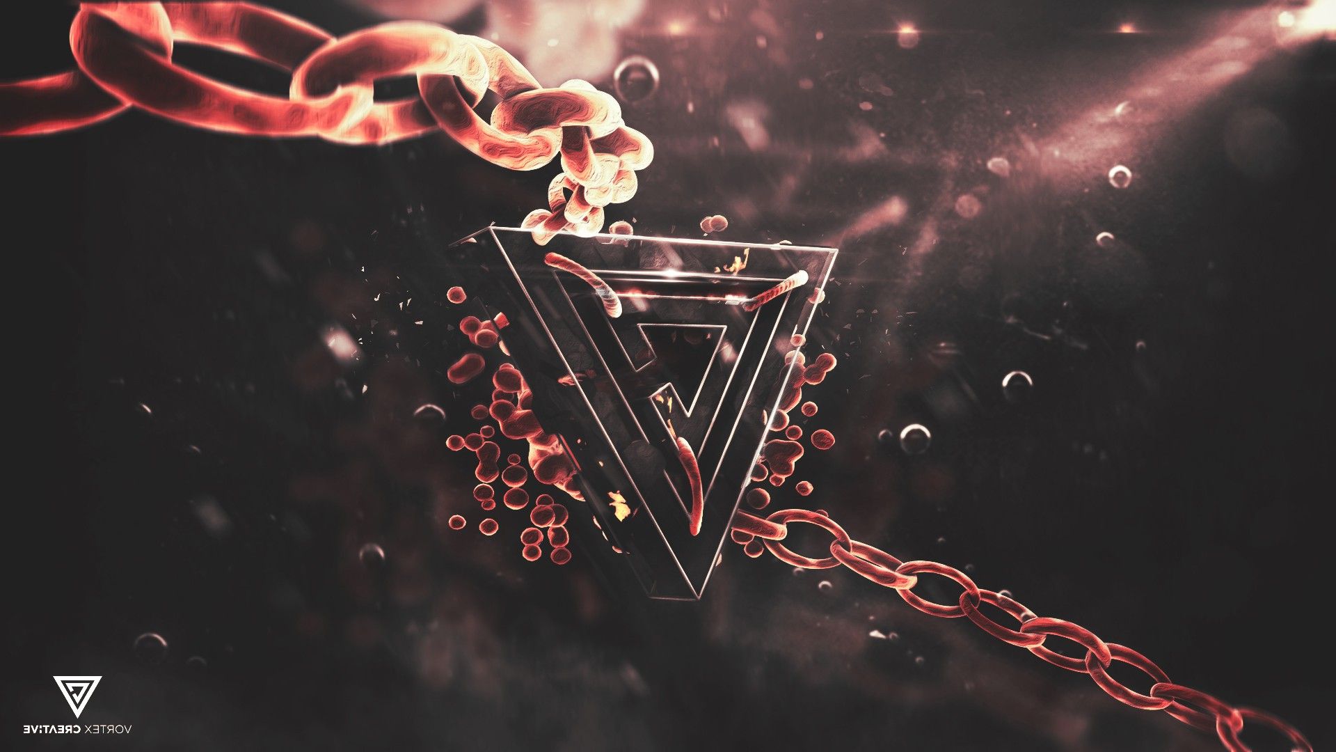 Triangolo geometrico con catene rosse, 1920x1080 Full HD 1080p, Laptop