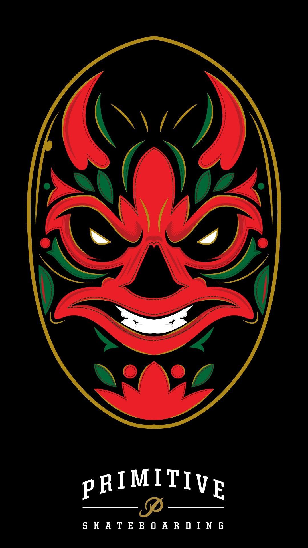 Maschera demone rosso Primitive Skateboarding, 1080x1920 Full HD Verticale, Smartphone