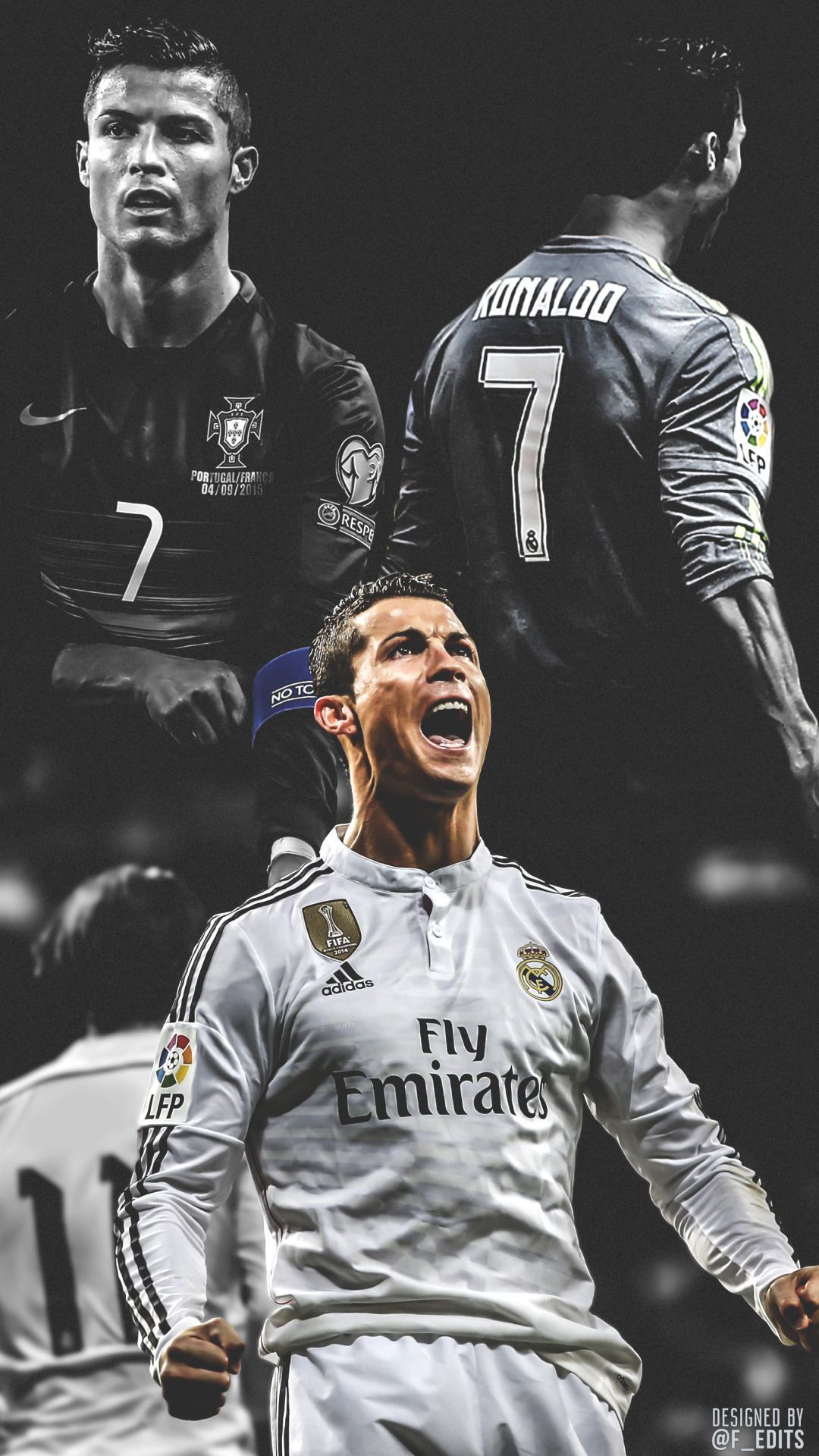 Cristiano Ronaldo collage calcio, 1080x1920 Verticale, Telefono