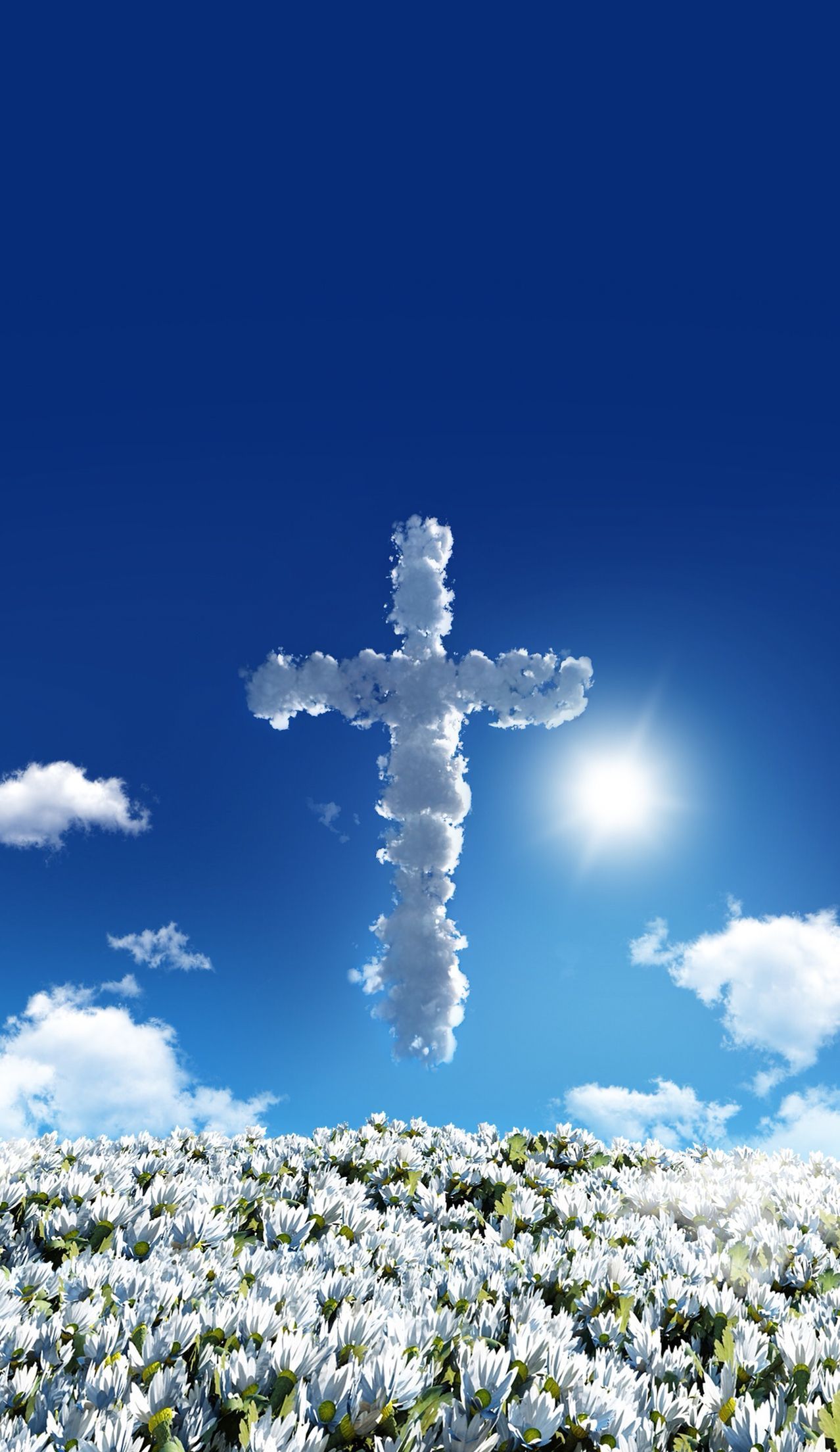 Croce blu tra nuvole, 1024x768 HD, PC