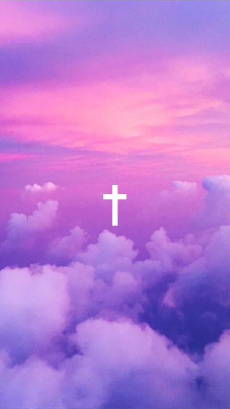 Croce bianca su nuvole rosa, 750x1334 Verticale, iPhone