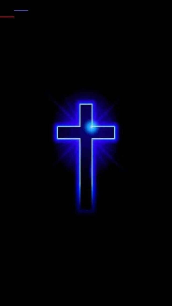 Croce blu luminosa neon, 720x1280 Full HD Verticale, Smartphone