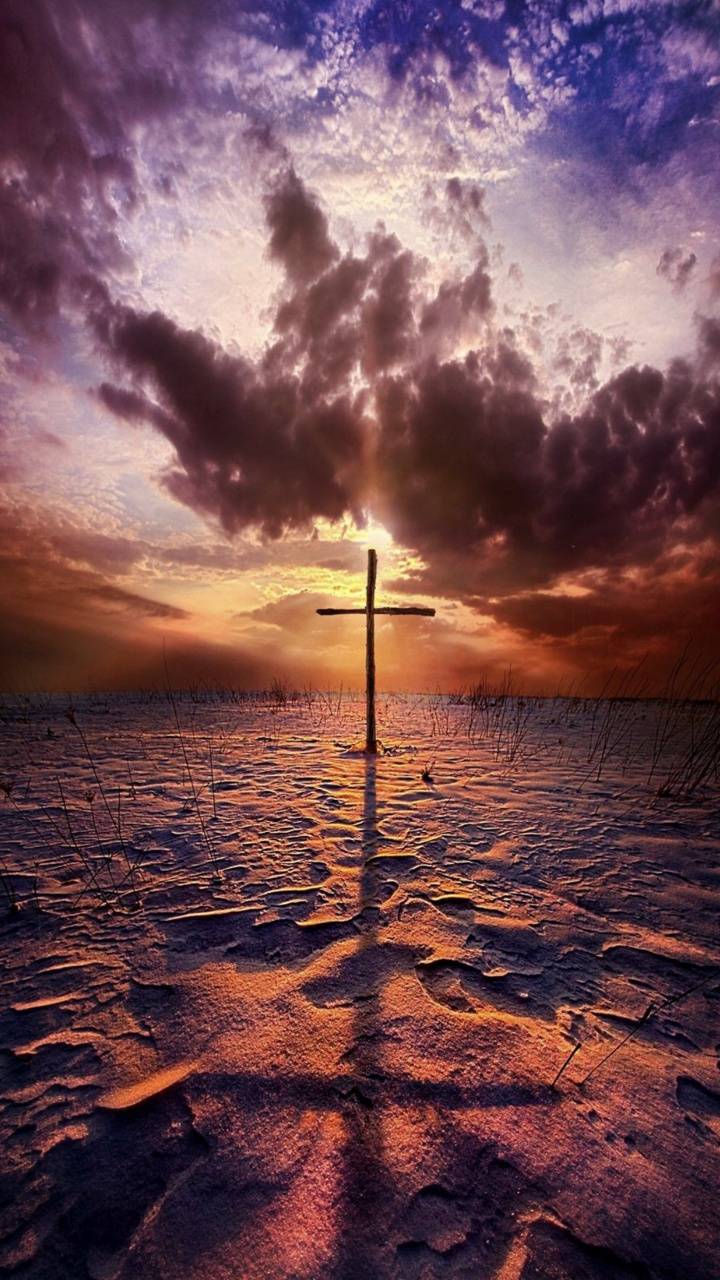 Croce al tramonto nel deserto, 720x1280 Verticale, Mobile