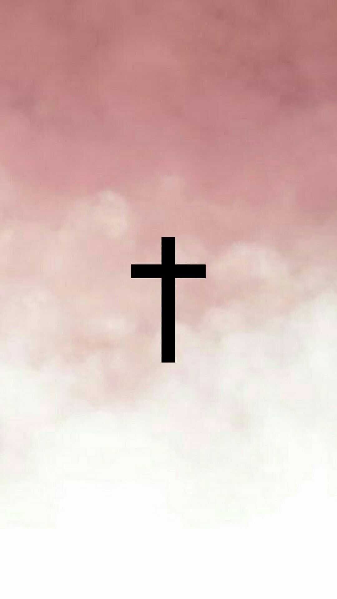 Croce nera su nuvole rosa, 1080x1920 Verticale, Mobile