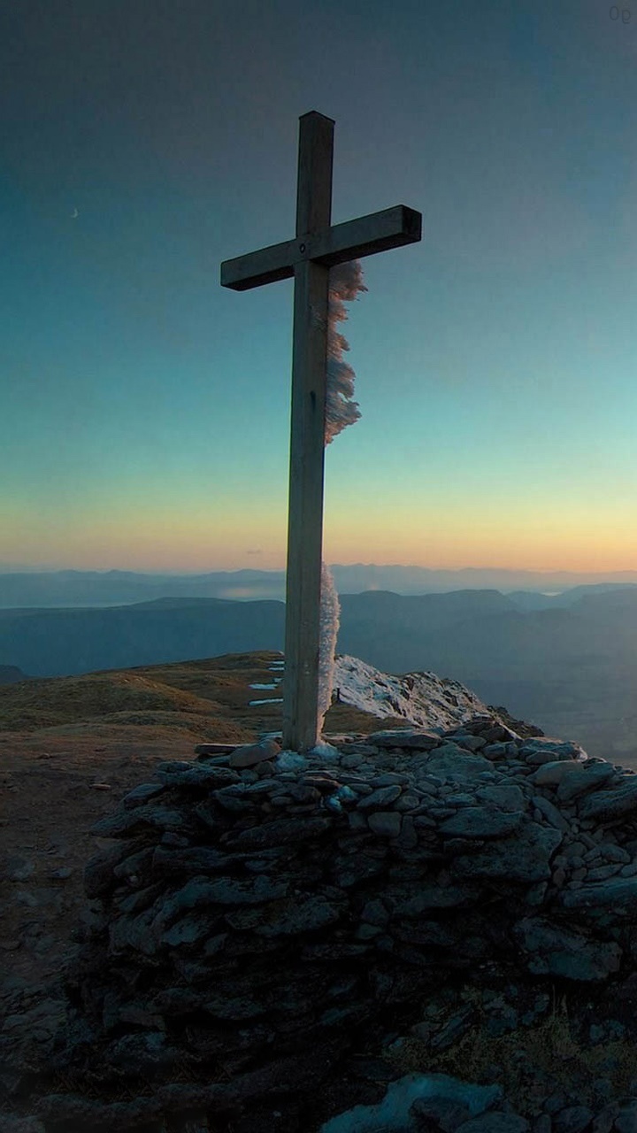 Croce cristiana su montagna, 720x1280 Verticale, Android
