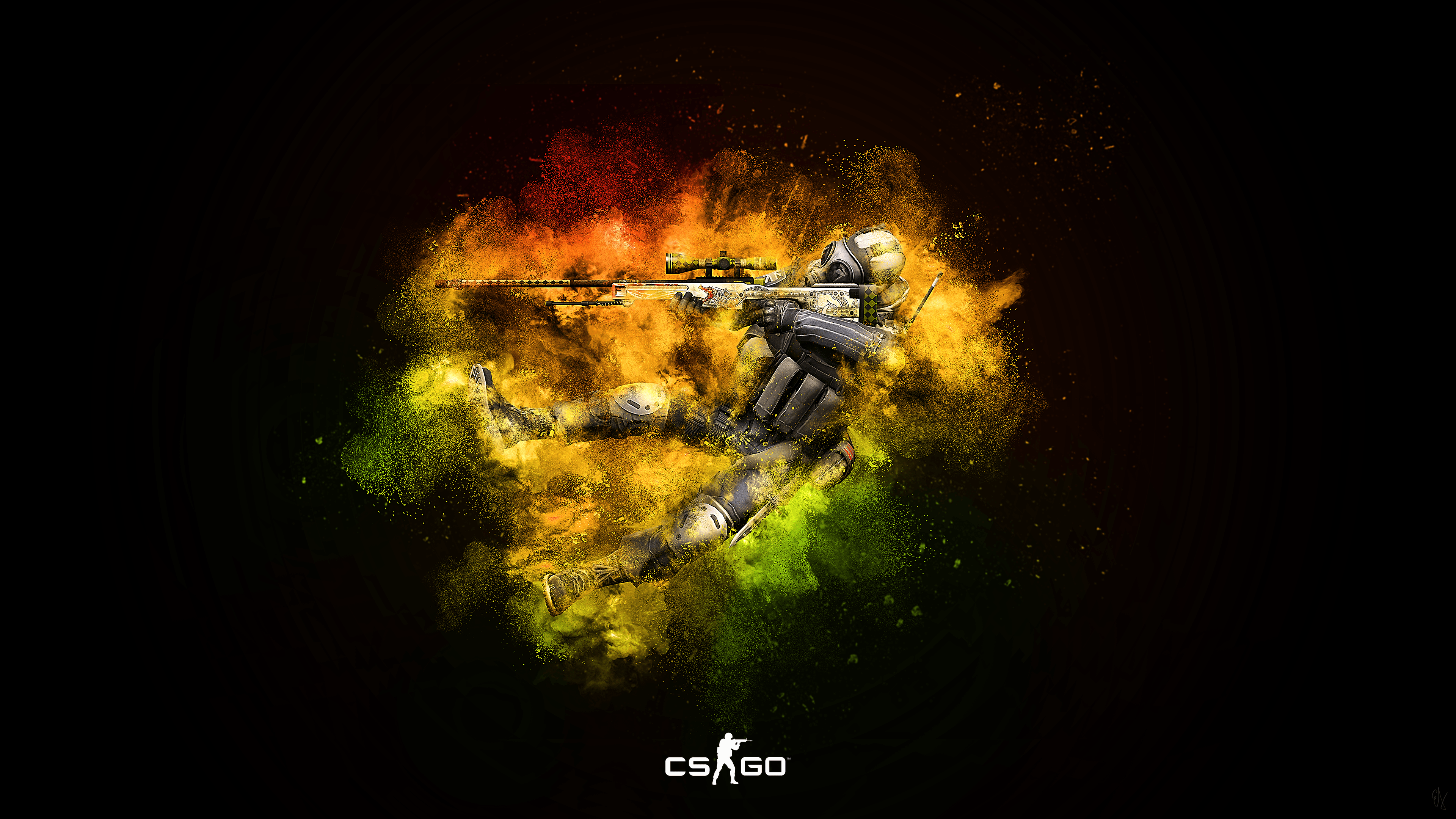 Soldato CS:GO fumo colorato, 3840x2160 4K Ultra HD, Monitor 4K