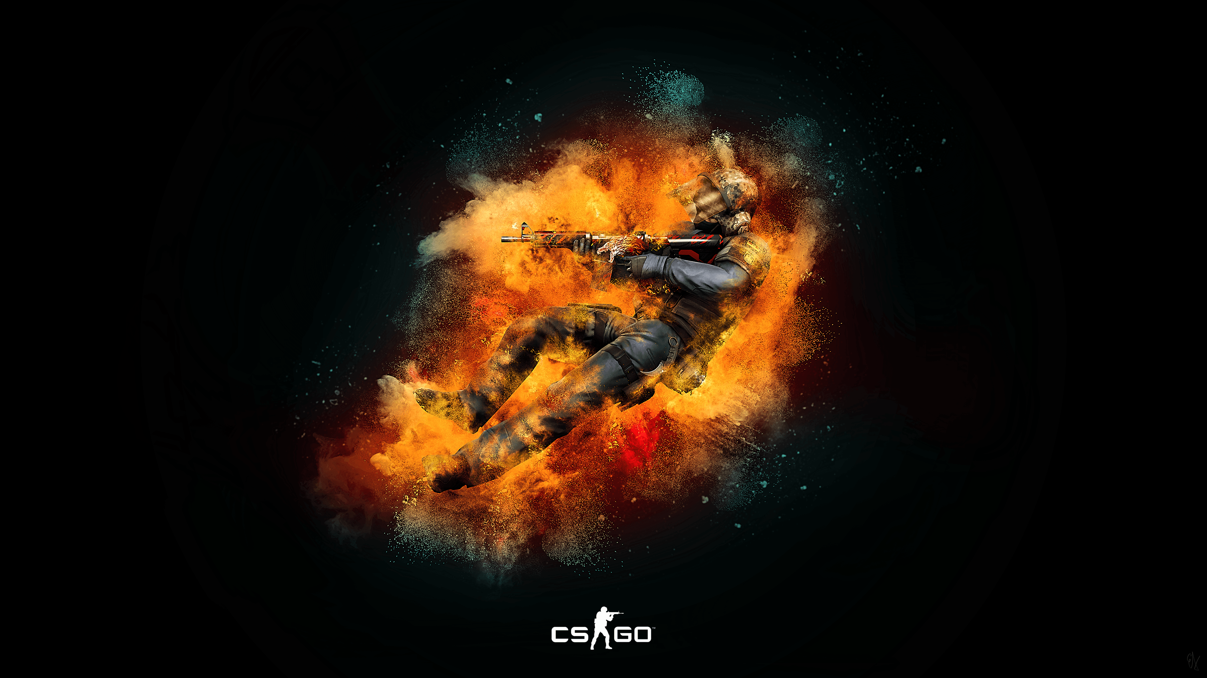 Personaggio CS:GO in fiamme, 3840x2160 UHD, PC 4K