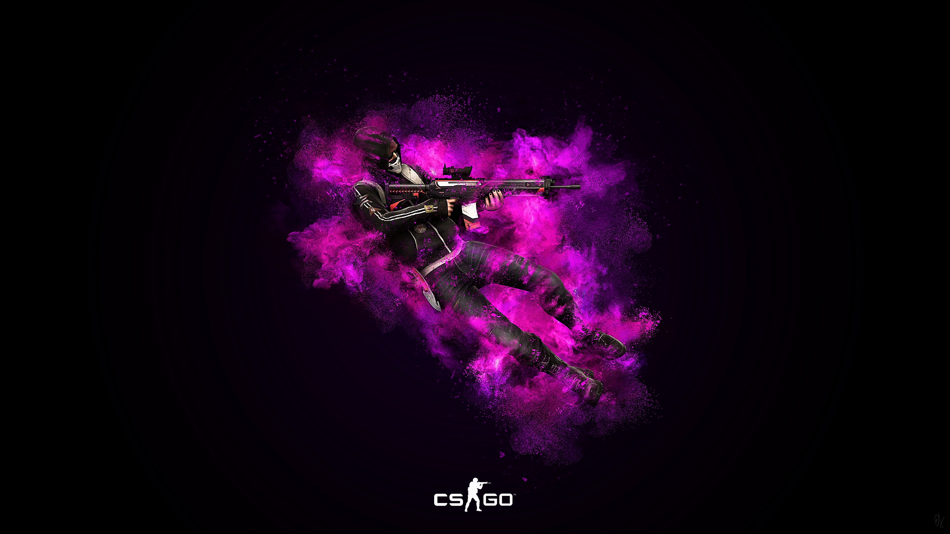 Soldato con fumo viola CS:GO, 3840x2160 UHD, PC 4K