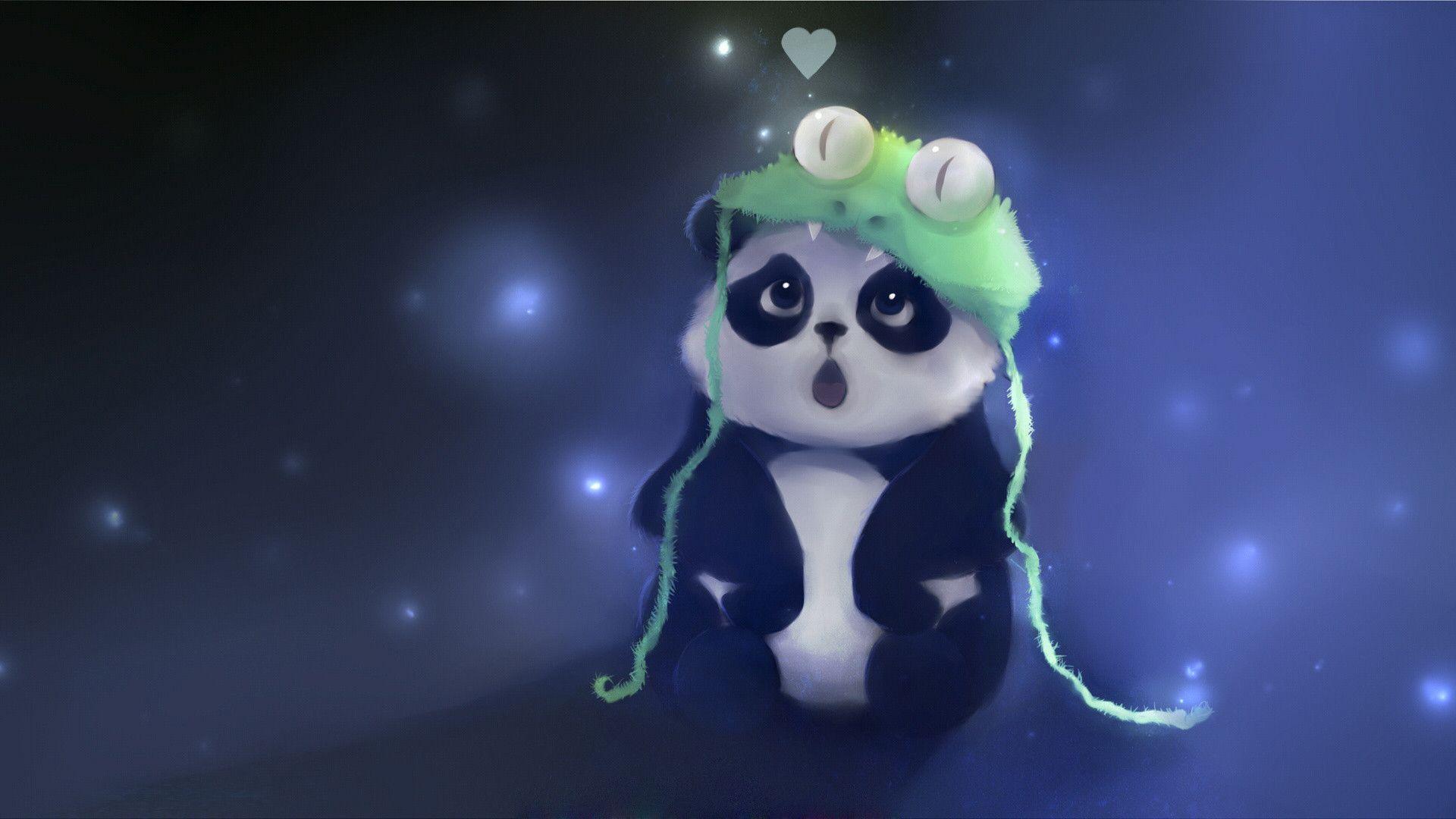 Panda cartone animato notte, 1920x1080 Full HD, PC Desktop