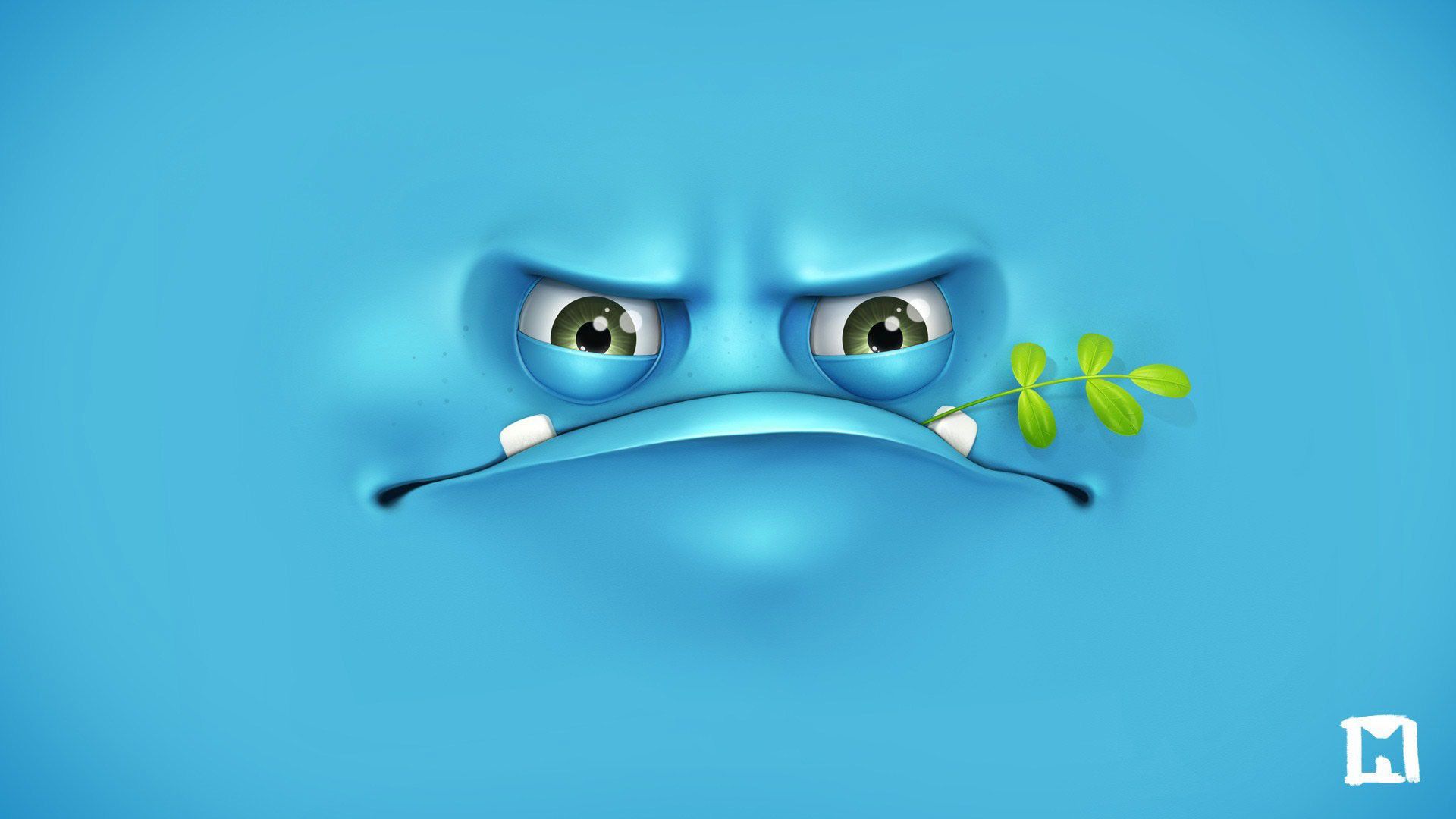 Personaggio blu arrabbiato cartone, 1920x1080 Full HD, PC