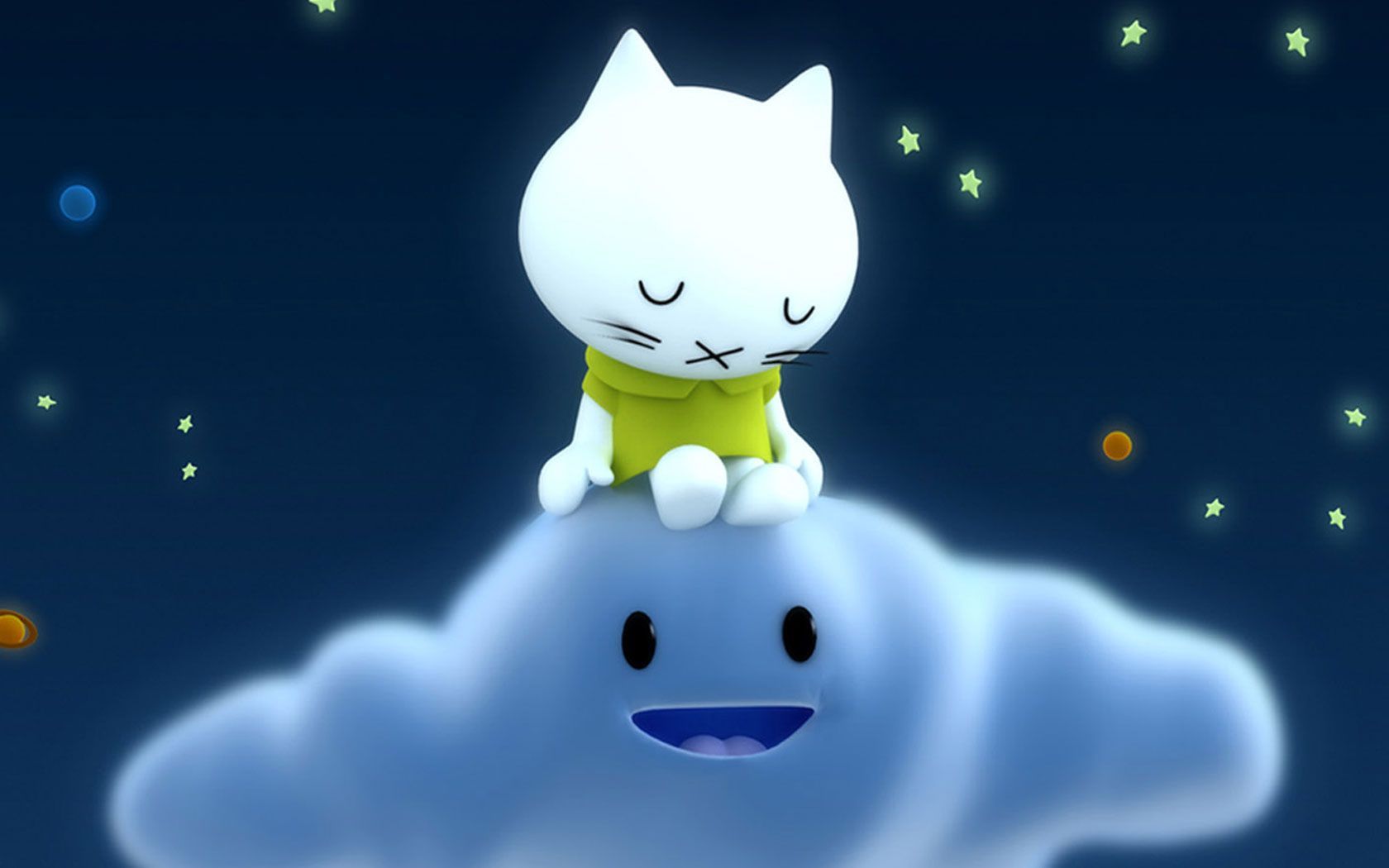 Gattino bianco su nuvola, 1680x1050 HD, PC