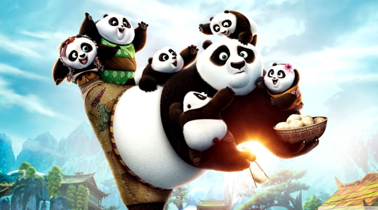 Kung Fu Panda con cuccioli panda, 1297x721 HD, PC Desktop