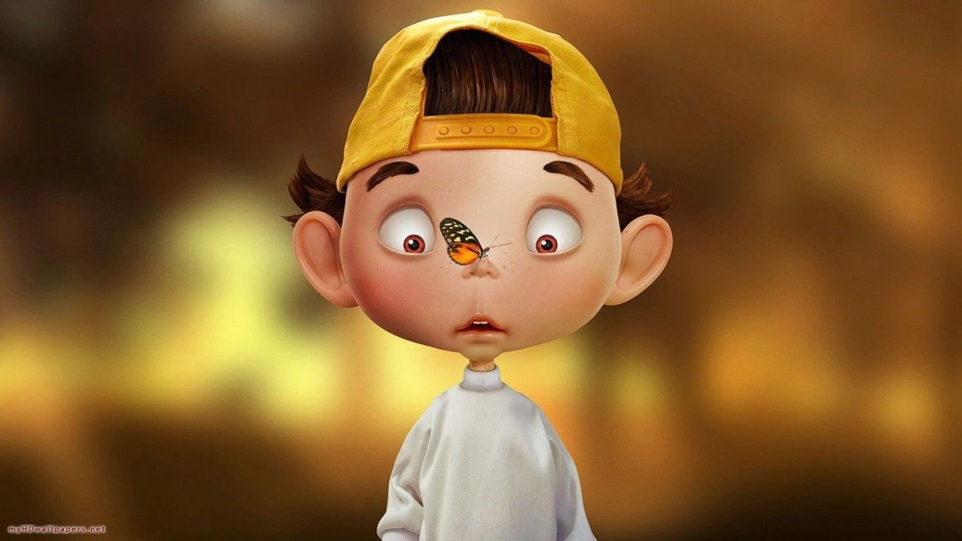 Ragazzo cartone con farfalla naso, 1366x768 HD, PC Desktop