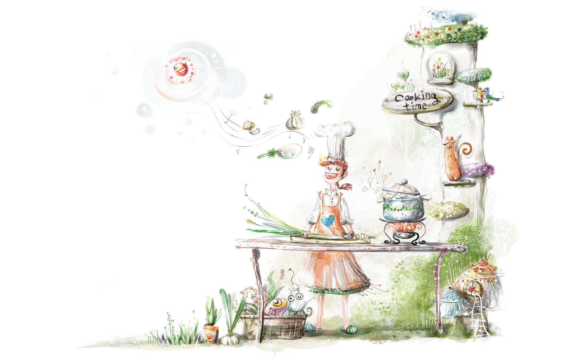 Bambina chef cartoon cucina, 1920x1200 Full HD+, iMac