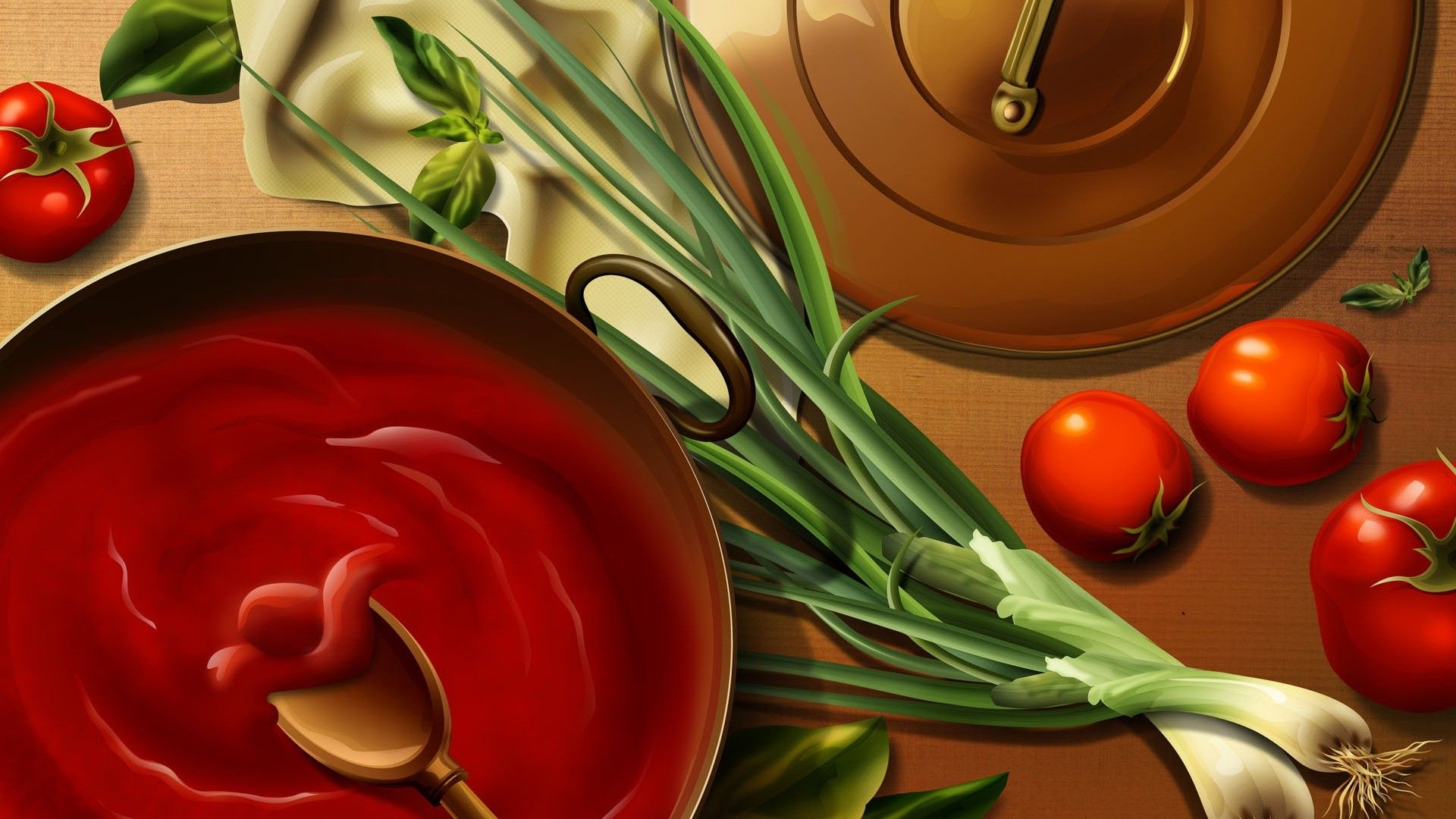Cucina cartoon pomodori e salsa, 1920x1080 Full HD 1080p, Desktop