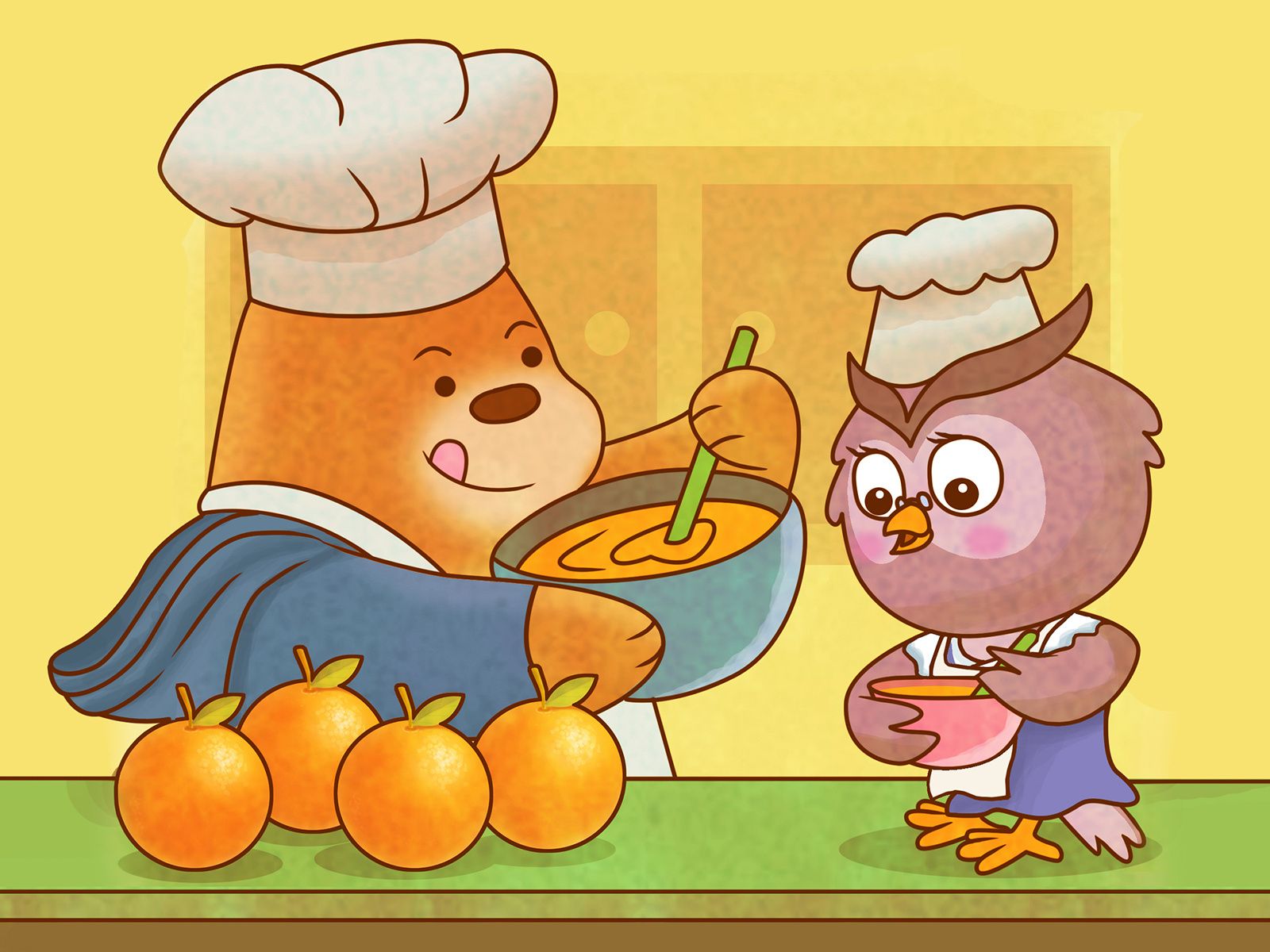Orso e gufo cucinano insieme, 1600x1200 HD, ROG Asus Laptop