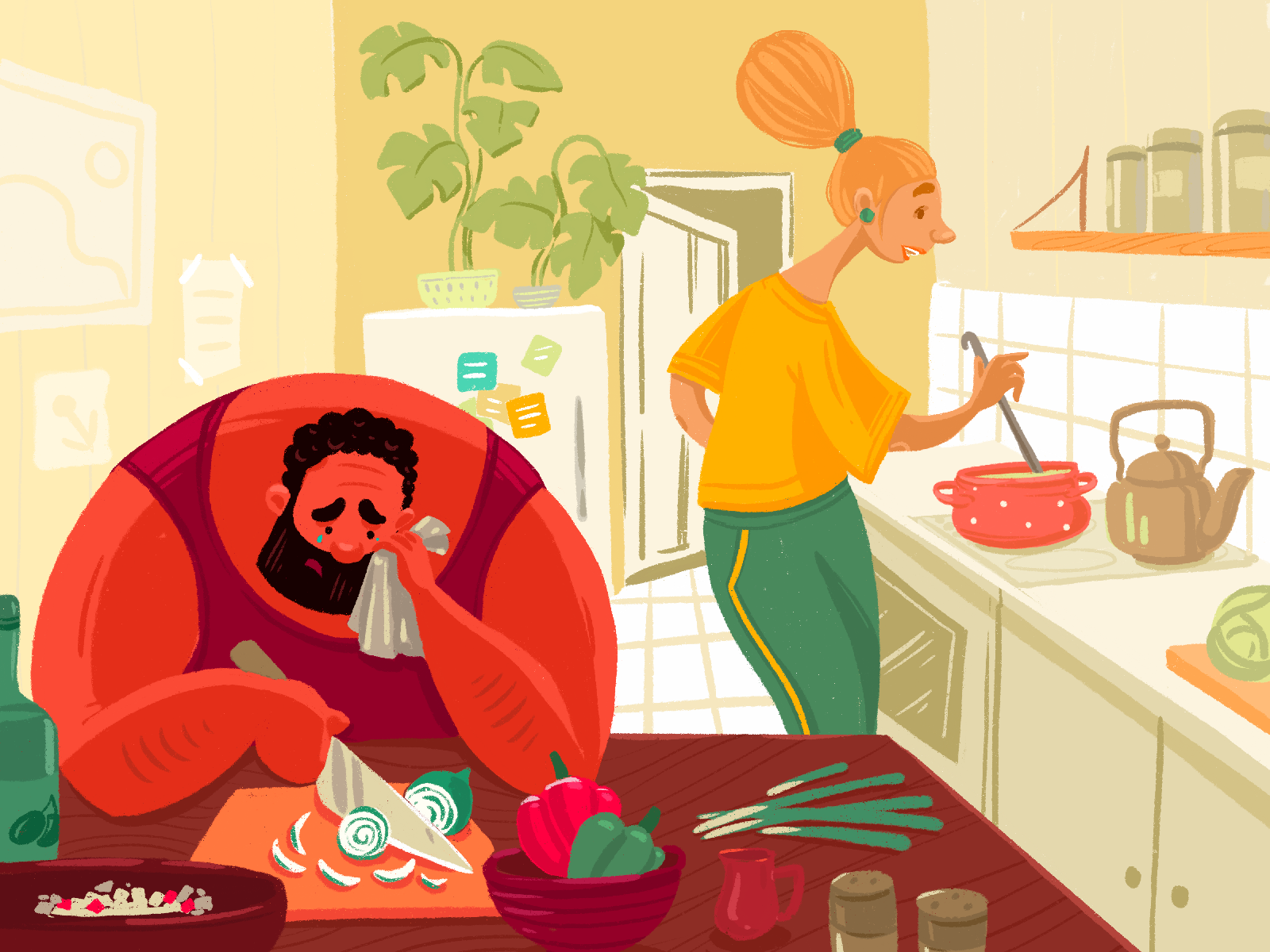 Coppia cucina insieme illustrazione, 1600x1200 HD, Desktop
