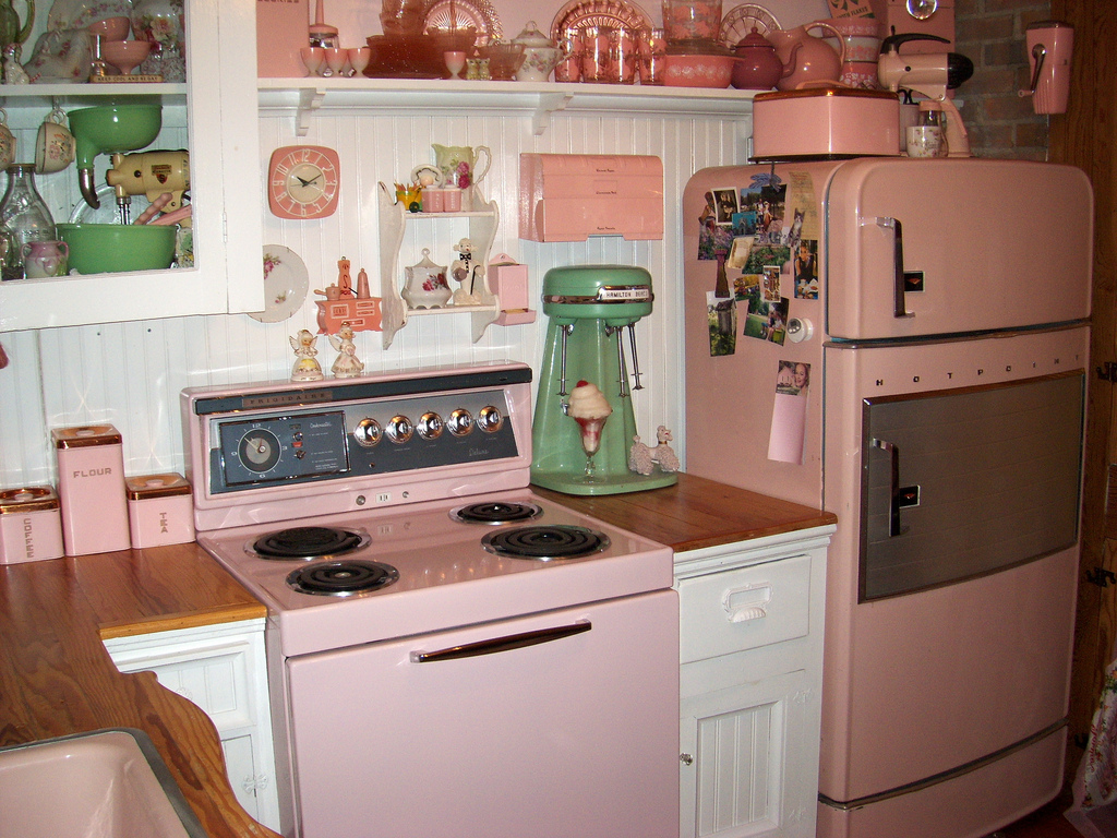 Cucina vintage rosa pastello anni 50, 1024x768 HD, PC