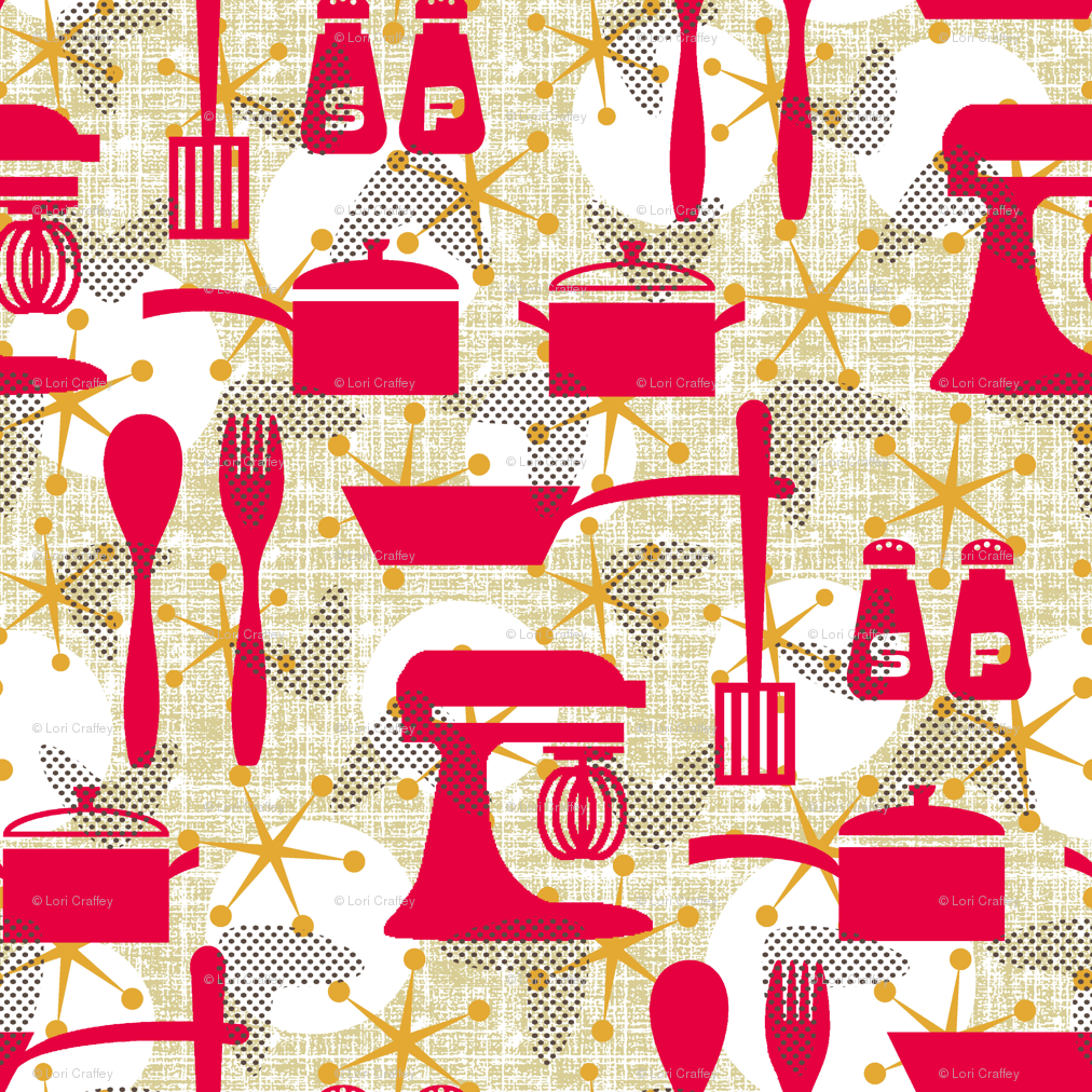Utensili cucina vintage rosso oro, 1012x1012 HD, Desktop