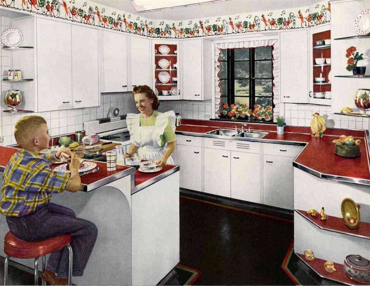 Cucina vintage anni 50 rossa, 1244x964 HD, Laptop