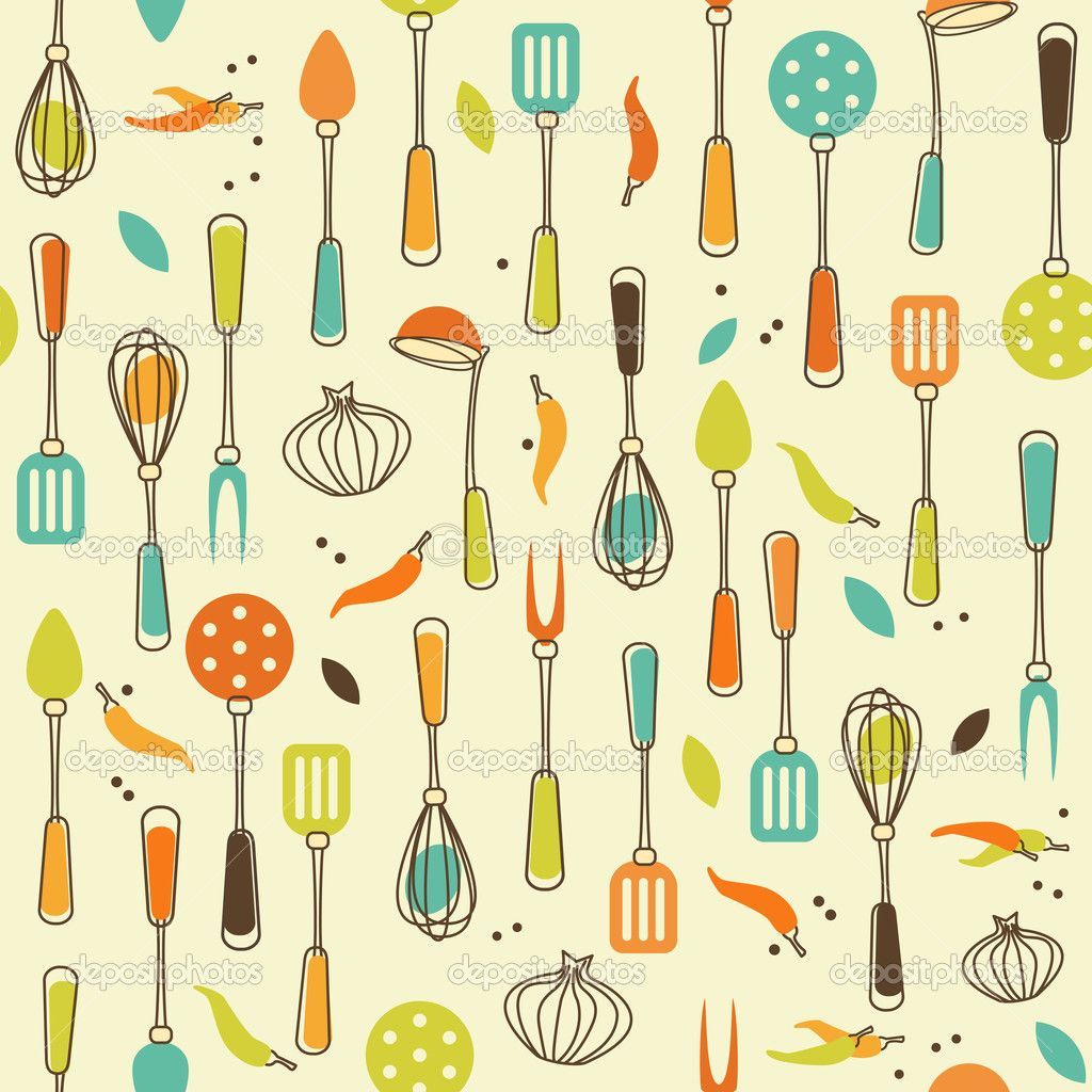 Utensili da cucina pattern vintage, 1024x1024 HD, PC