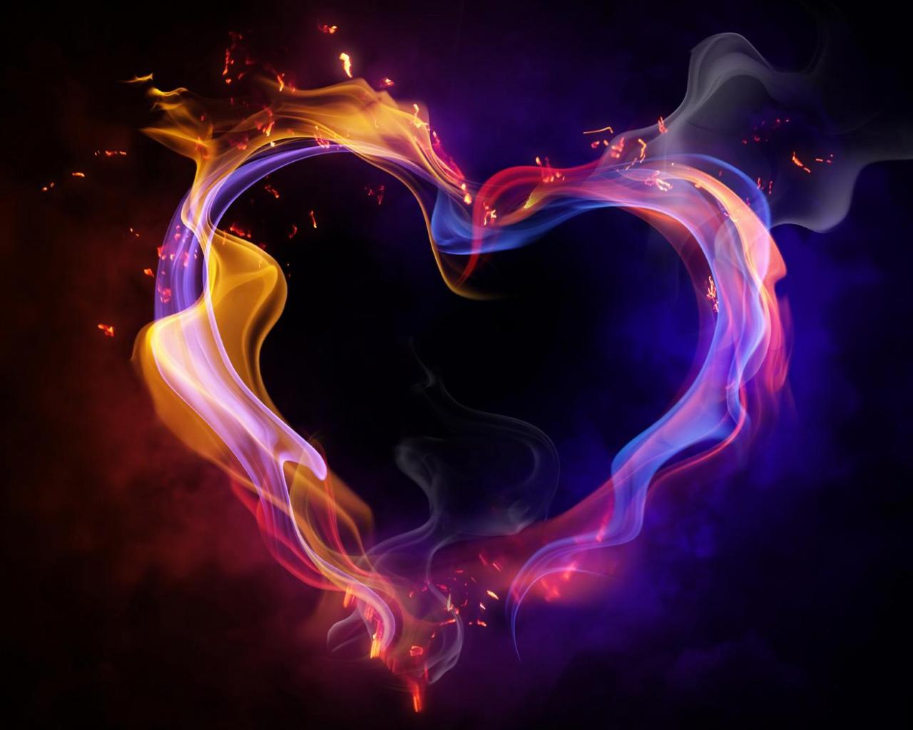 Cuore di fumo neon colorato, 1280x1024 720p, PC