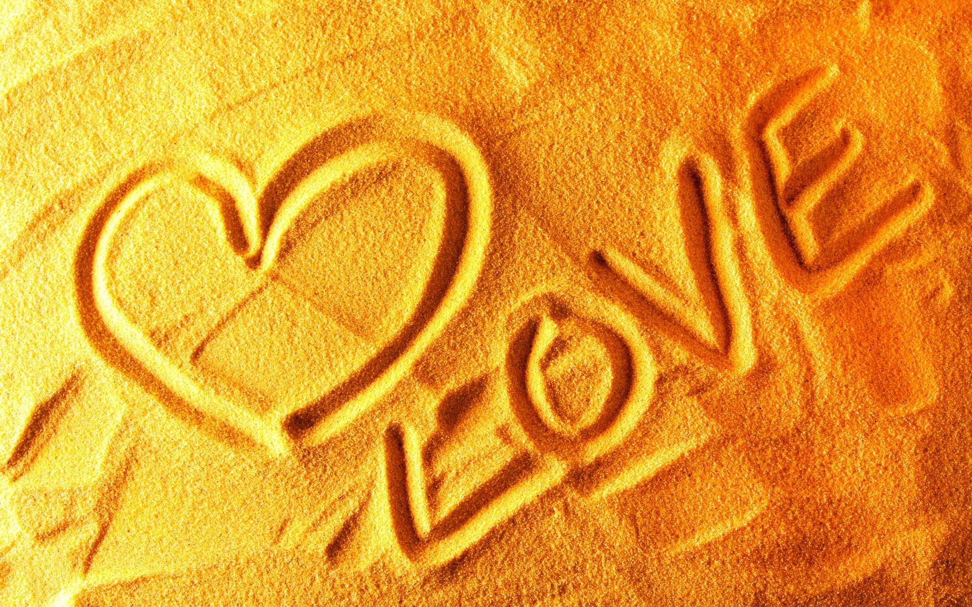 Cuore e scritta love sabbia, 1920x1200 WUXGA, PC Desktop