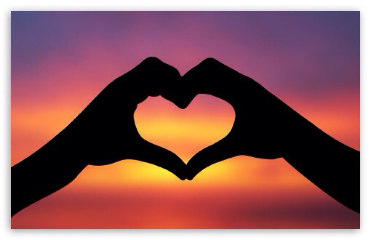 Mani a forma di cuore tramonto, 1187x768 HD, PC