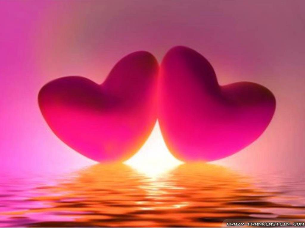 Cuori rosa al tramonto, 1024x768 HD, PC