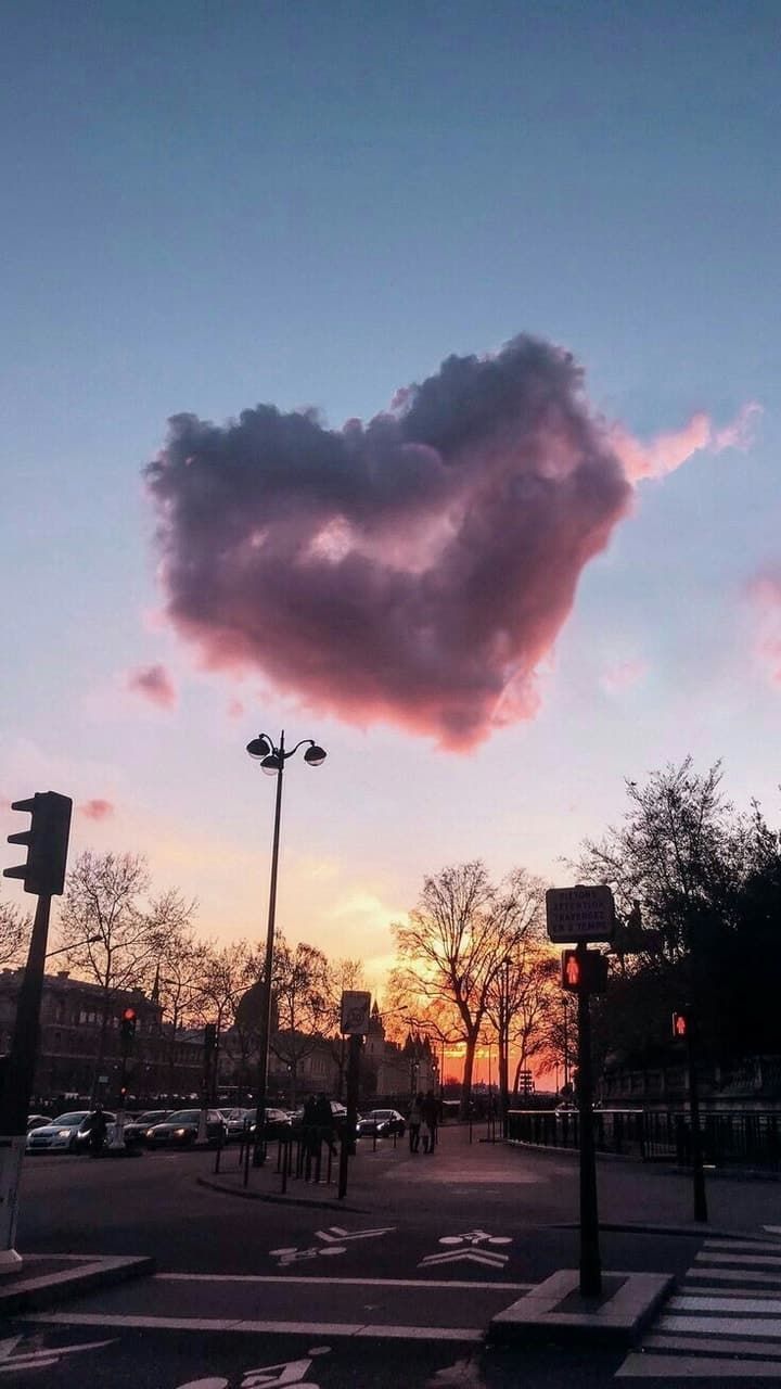 Nuvola a forma di cuore, tramonto, 720x1280 Full HD Verticale, Smartphone
