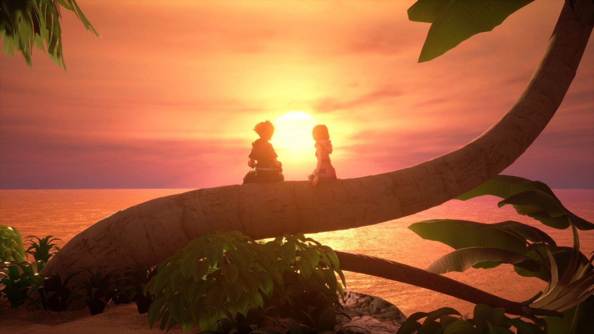 Coppia seduta tramonto tropicale, 1920x1080 Full HD, Laptop