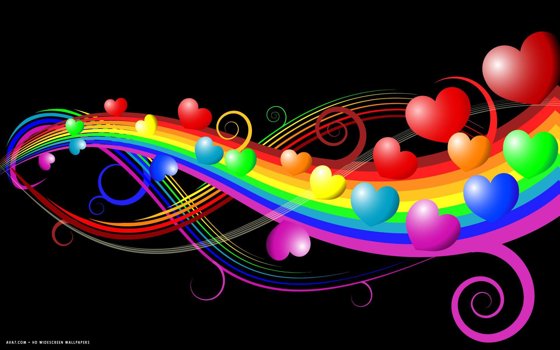 Cuori arcobaleno astratti su nero, 1920x1200 WUXGA, iMac