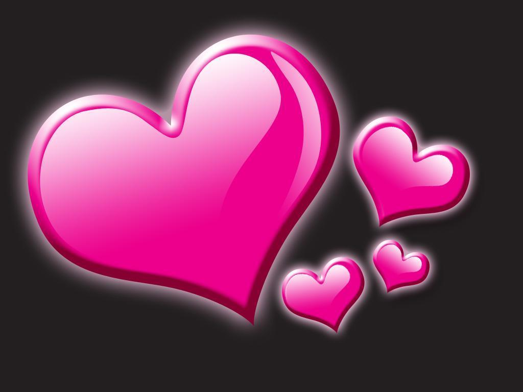 Cuori rosa su nero, 1024x768 HD, Desktop