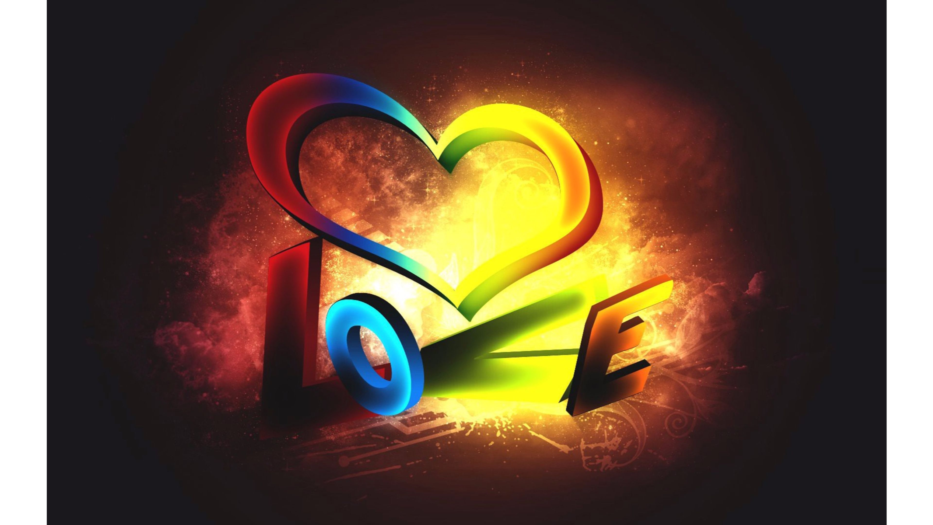 Cuore arcobaleno scritta LOVE, 3840x2160 Ultra HD, 4K TV