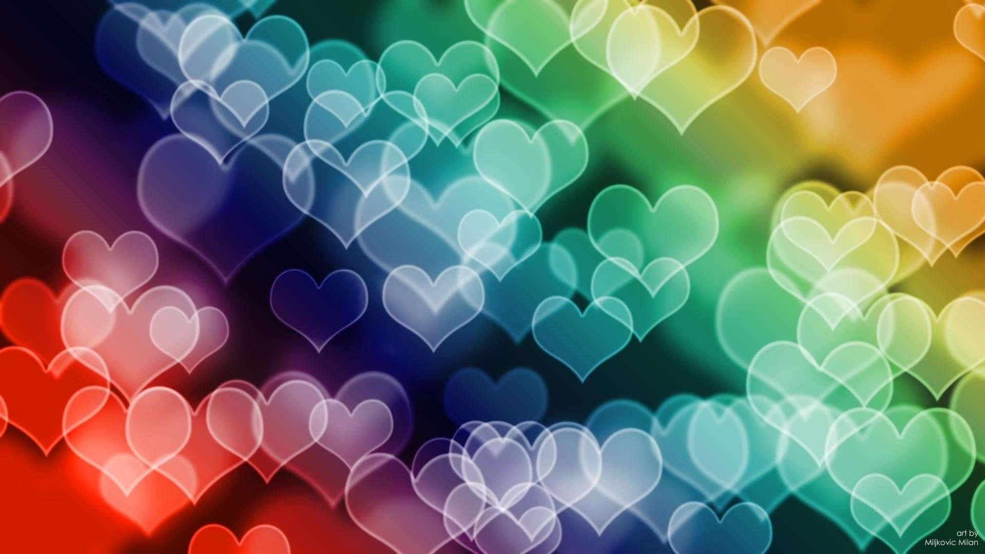 Cuori arcobaleno sfocati colorati, 1920x1080 Full HD 1080p, Laptop