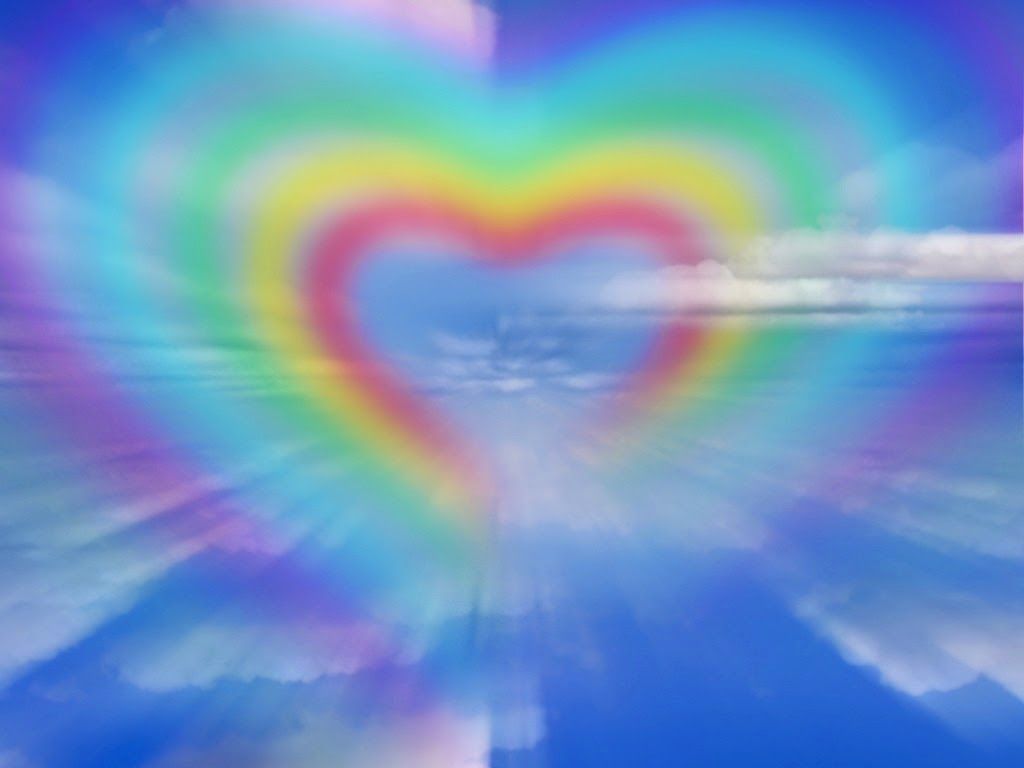 Cuore arcobaleno sfocato cielo, 1024x768 HD, Laptop