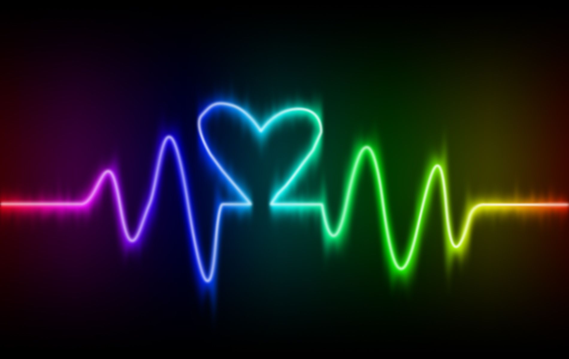 Battito cardiaco cuore arcobaleno neon, 1900x1200 HD, PC Desktop